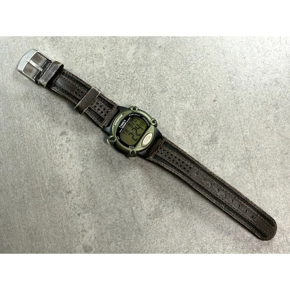 Timex Expedition T48042 Green Digital Watch Men's 100M Indiglo 39mm Excellent